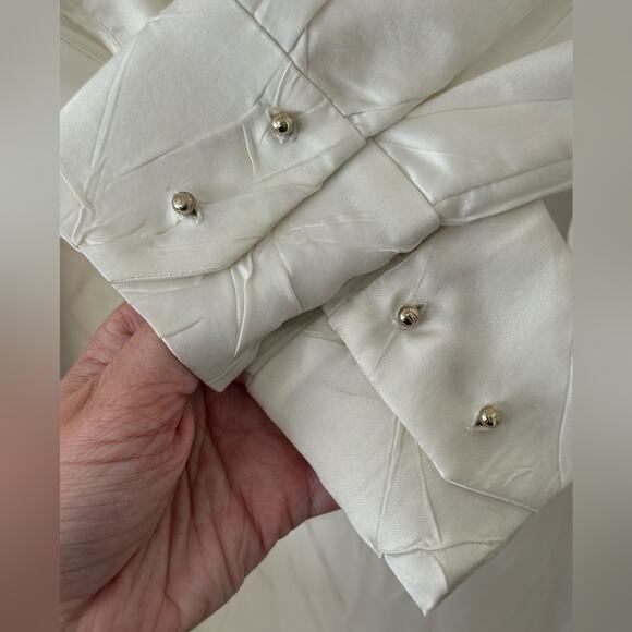Esteban Cortazar Crinkled Satin Tunic Ivory size FR 34 - Picture 4 of 13